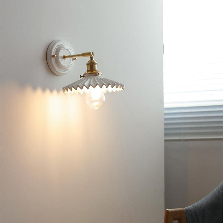 Japanese ceramic wall lamp angle view