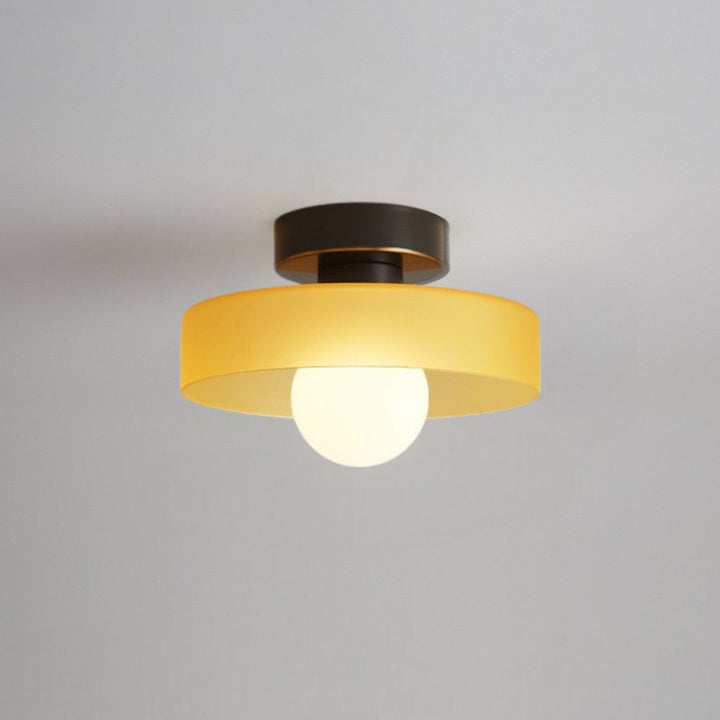 Bauhaus glass LED flush mount ceiling light – overhead view