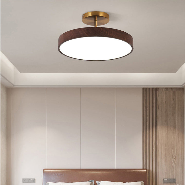 Sinton compact flush mount ceiling lamp side angle showing slim profile