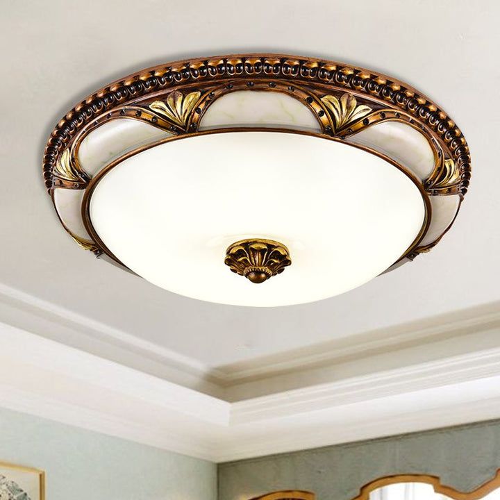 Epoch floral antique brass flush mount ceiling light – main product view