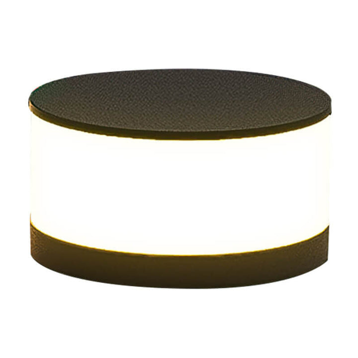 Cylindrical LED post light mounted on outdoor wall