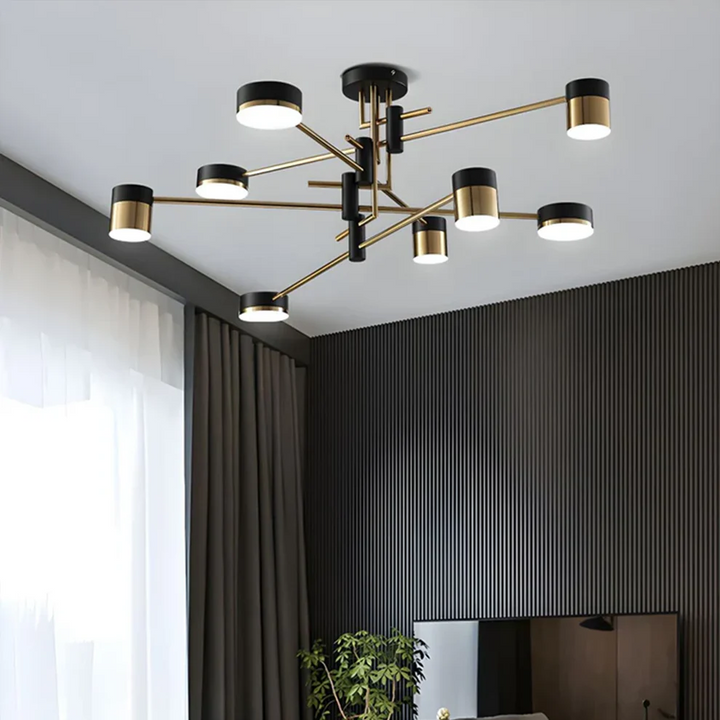 Modern black and gold LED flush mount ceiling light – alternative angle
