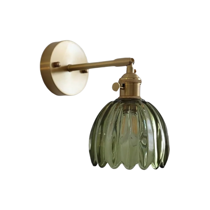 Vintage Brass Tulip Glass Wall Sconce – Indoor