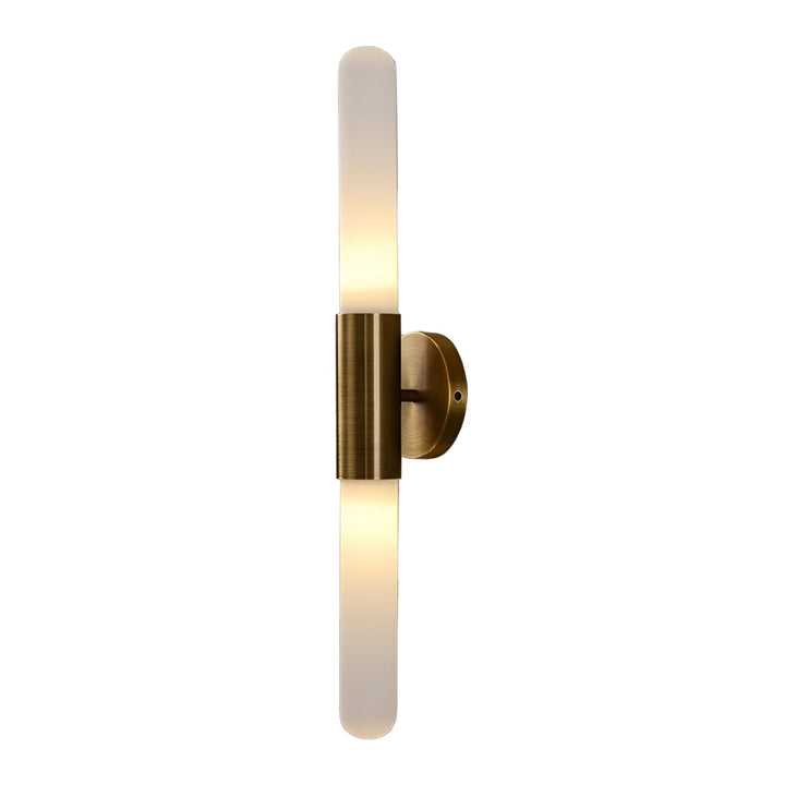 Nordic brass wall sconce with gold frosted water-ripple glass casting refracted light