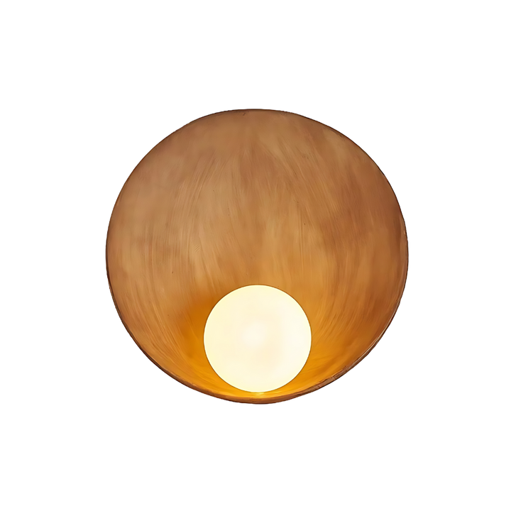 Close-up of frosted glass bowl shade