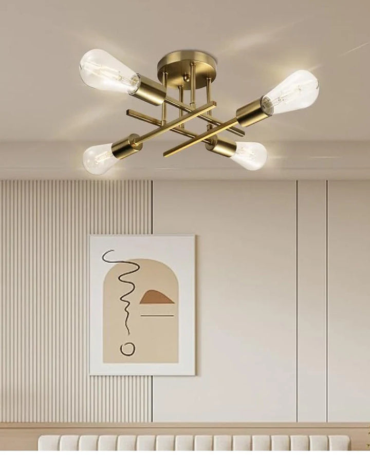 Velmorax Nordic semi-recessed LED ceiling lamp – gold finish
