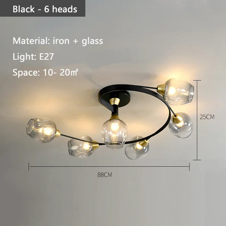 Morvella glass ceiling light styled in modern dining room