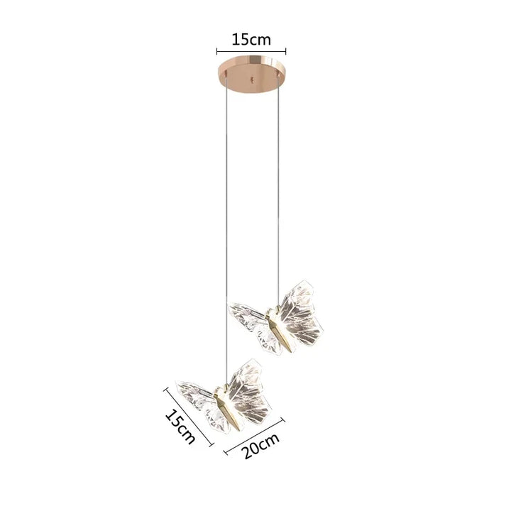 Elanique butterfly ceiling light shown with three-butterfly cluster