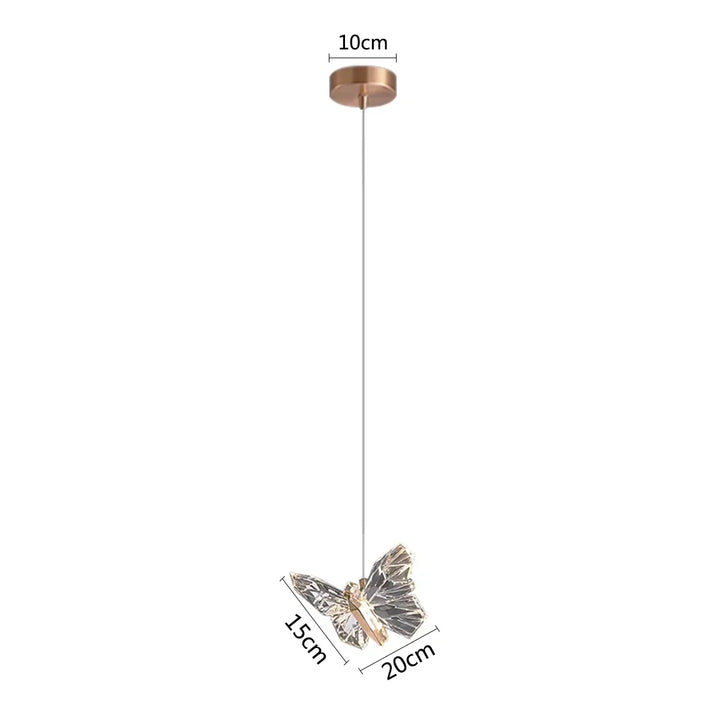 Elanique crystal butterfly ceiling lamp glowing warm white