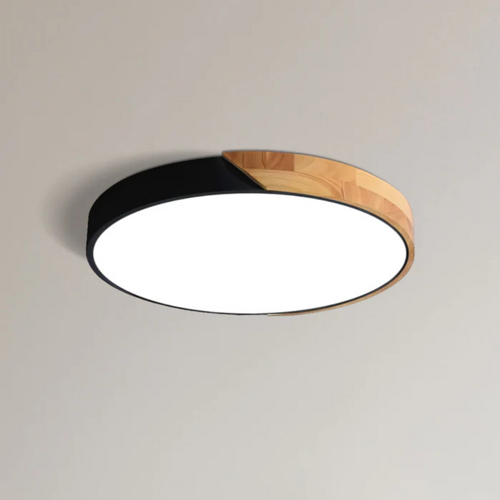 Scandinavian wooden LED flush mount ceiling light – main product view