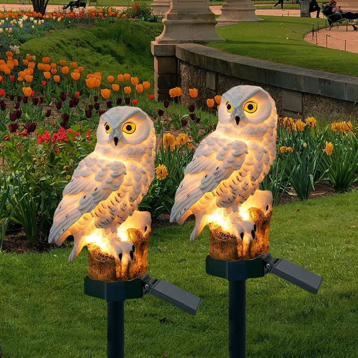 Solar Owl Garden Lantern — Warm White LED Outdoor Light