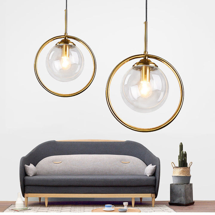 Zoey glass pendant light with metal ring – main product view