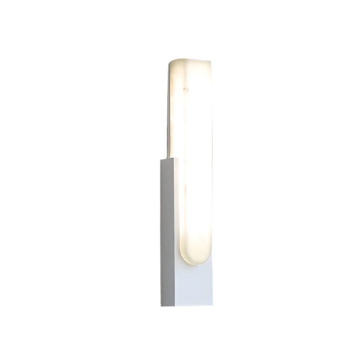 Modern alabaster-effect brass wall sconce - bottom view
