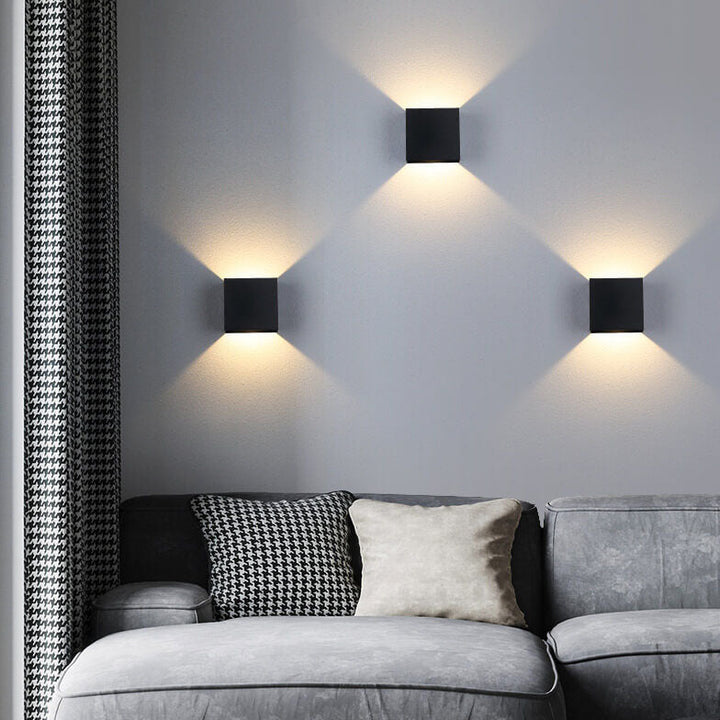 Modern square LED wall sconce - side profile