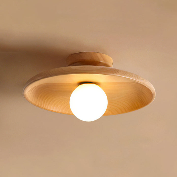 Losnero natural wood ceiling lamp side view