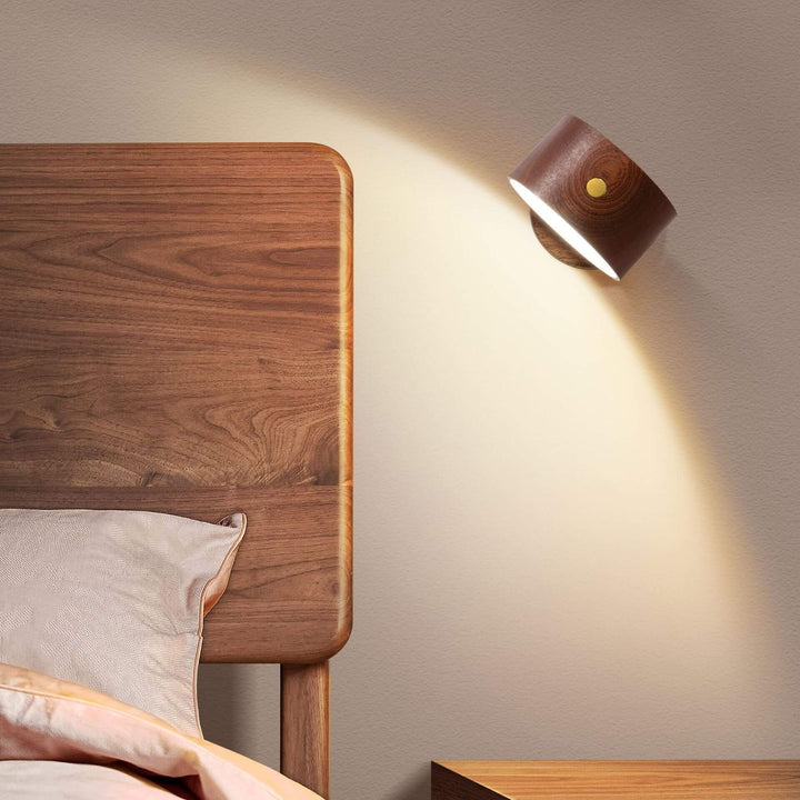 Minimalist Wooden Round LED Wall Sconce — Rechargeable