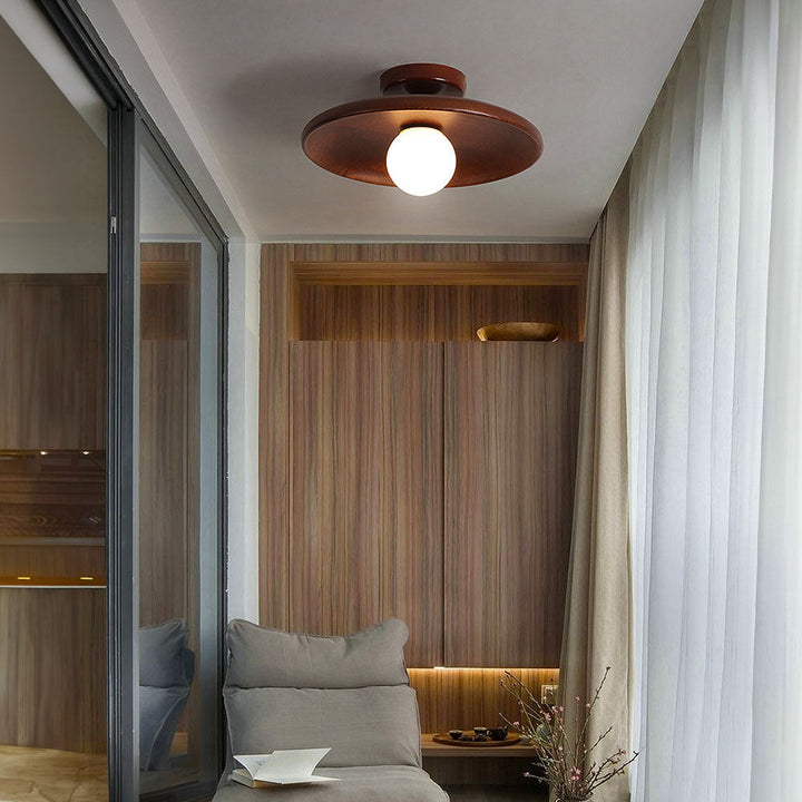 Losnero wood ceiling lamp installed in bedroom