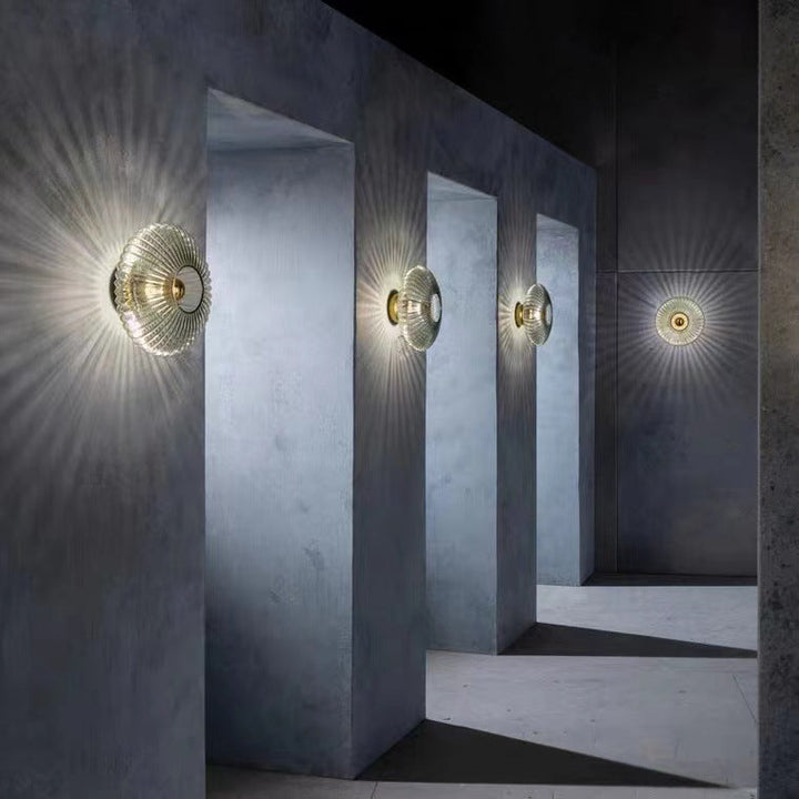 Nordic ribbed glass wall sconce hallway styling