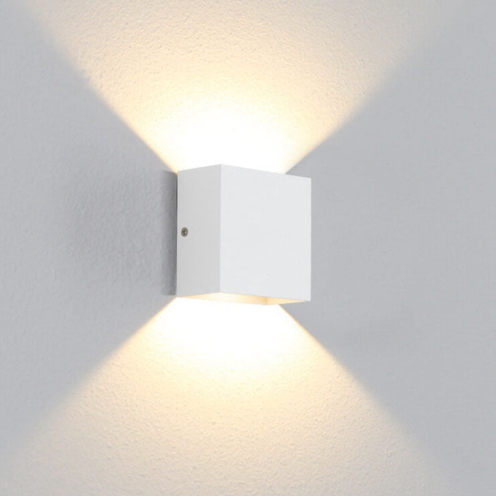 Modern square LED wall sconce - angled view