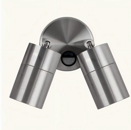 Double Portreath Motion Sensor Wall Light — IP65 Adjustable Pillar Light in silver
