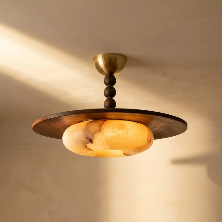 Eldorinn Wooden Alabaster Ceiling Lamp | Modern Scandi UK Light