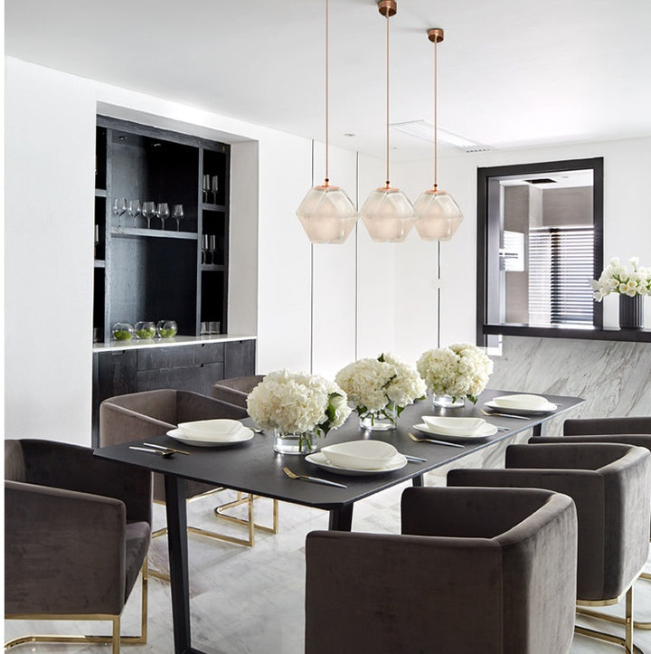 Faceted glass diamond pendant light – view 7