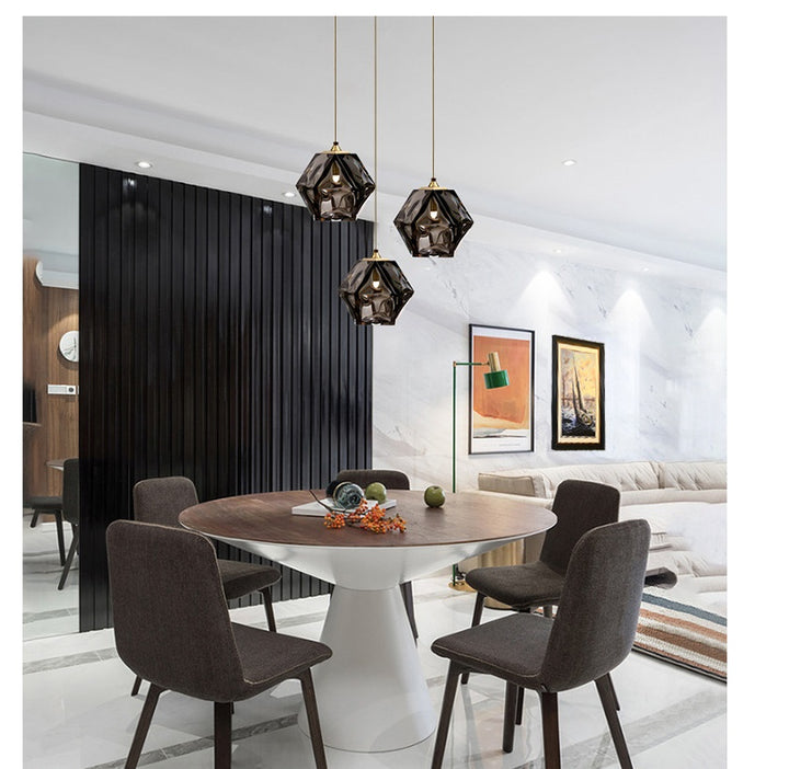 Faceted glass diamond pendant light – view 5