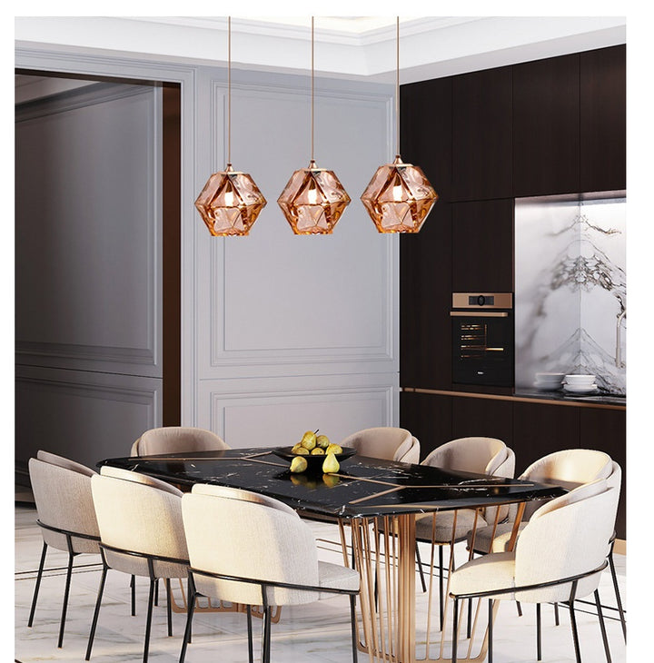 Faceted glass diamond pendant light – view 6