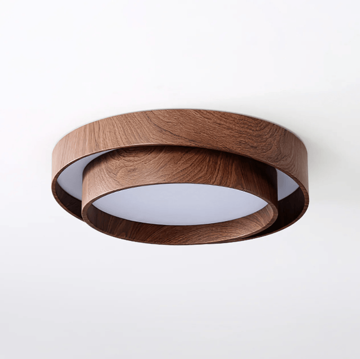 Vamieko Japandi LED Ceiling Lamp — Walnut Wood Grain Light