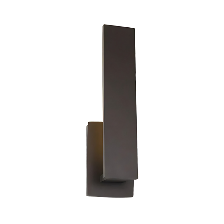 Square LED wall sconce casting soft downward glow at night