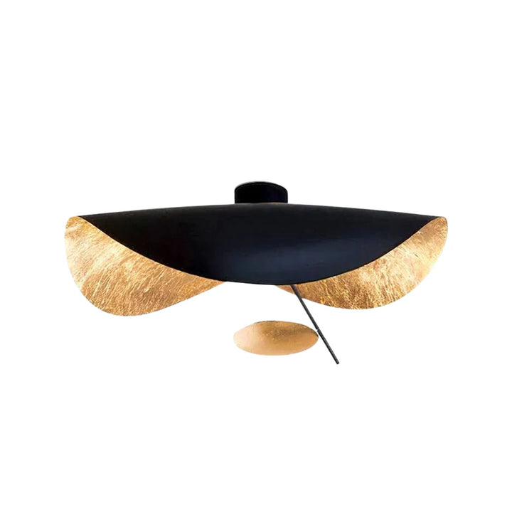 Georgoa metal ceiling lamp shown in three finish options