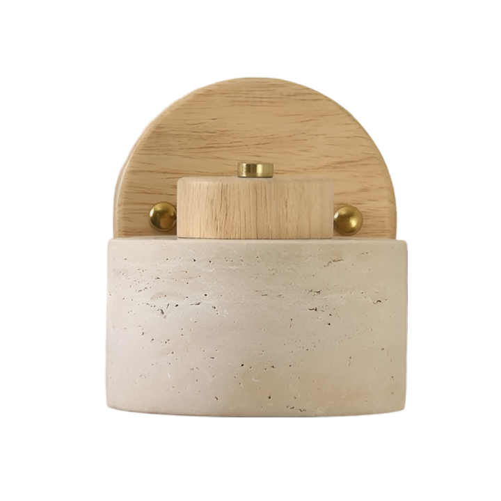 Travertine Wood Cylinder LED Wall Sconce – Minimalist