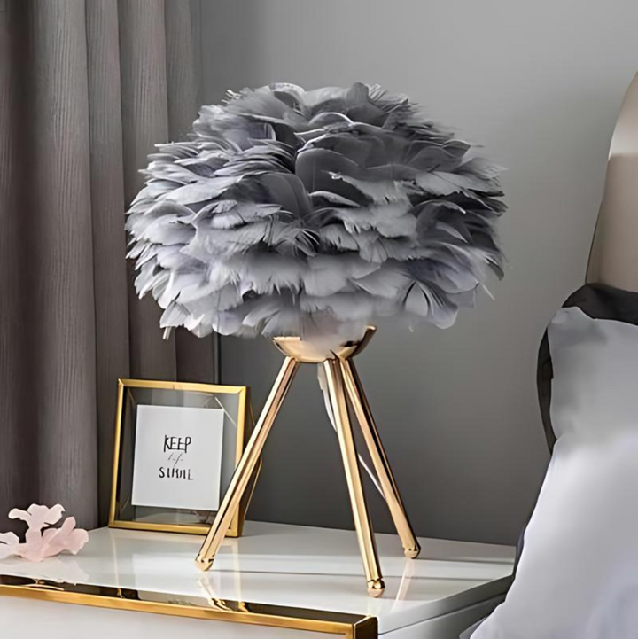 Vynex elegant feather lamp styled in UK living room