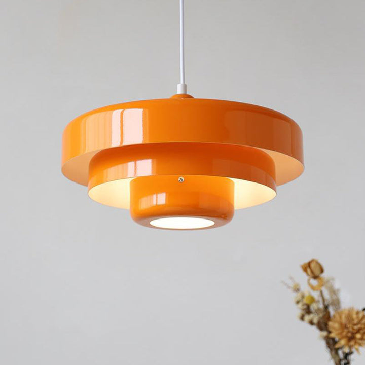 Danish modern multi-layered round metal pendant light – view 2