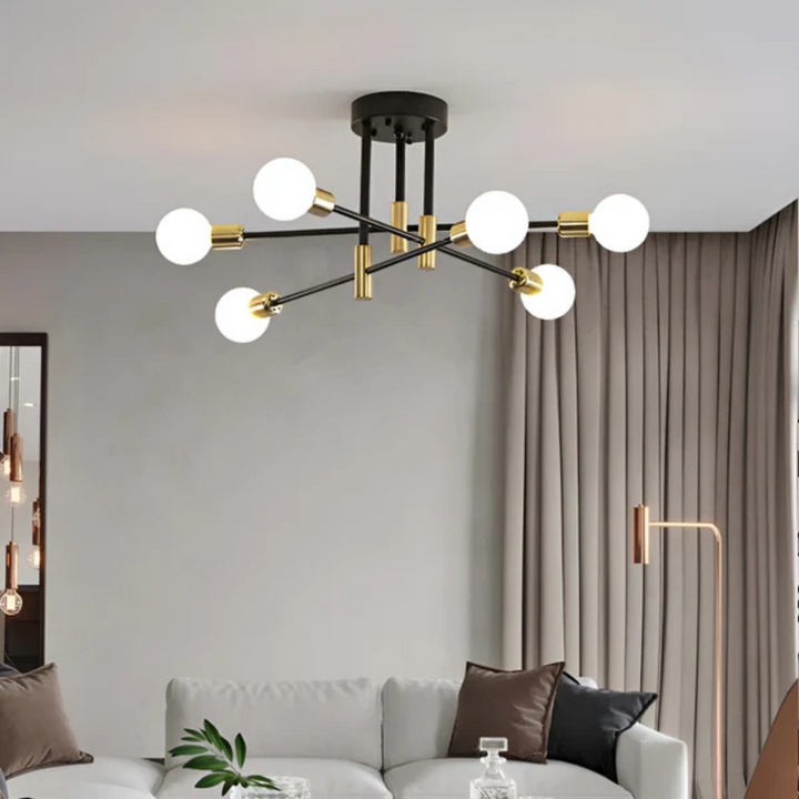 Helen ceiling chandelier close-up showing glass shade and bulb