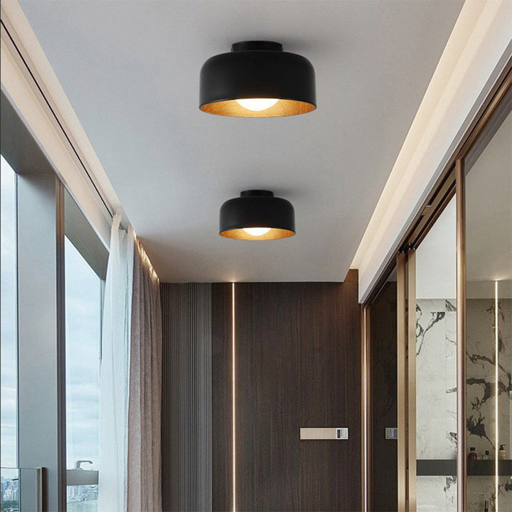Coscona ceiling lamp, minimalist iron design, white finish, front view