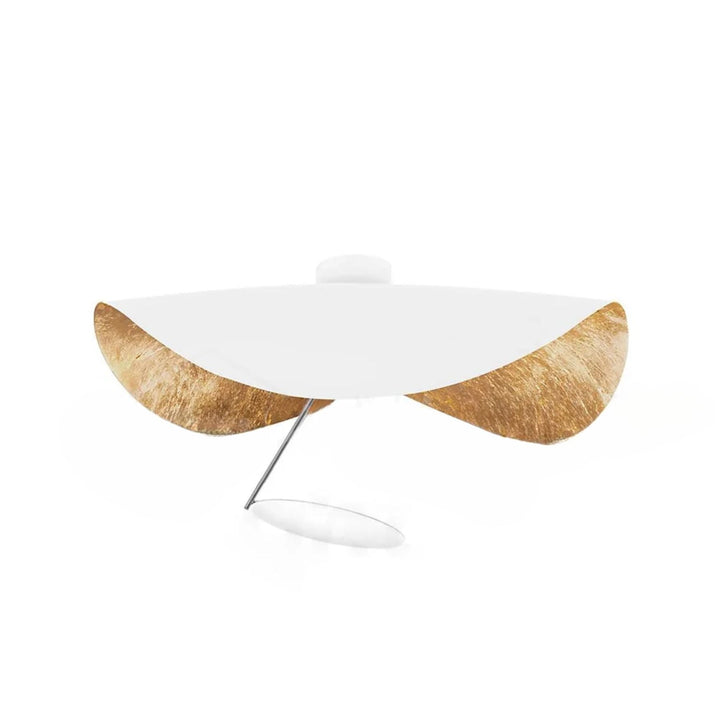 Steel LED ceiling lamp close-up of polished trim and diffuser