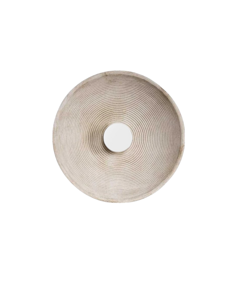 Minimalist glass round wall sconce hero shot in white finish