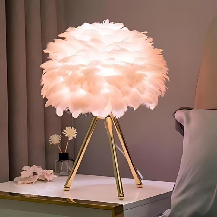 Vynex luxury feather table lamp E27 LED bedside statement light