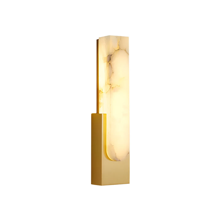 Modern alabaster-effect brass wall sconce - lifestyle setting