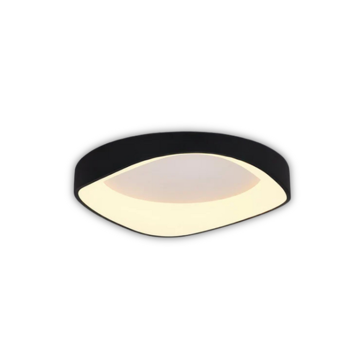 Iluma round LED ceiling lamp natural wood finish lit
