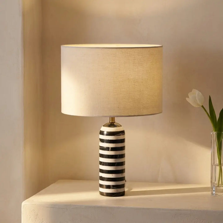 Sivelor Marble Table Lamp | Black & White Modern Bedside Light UK