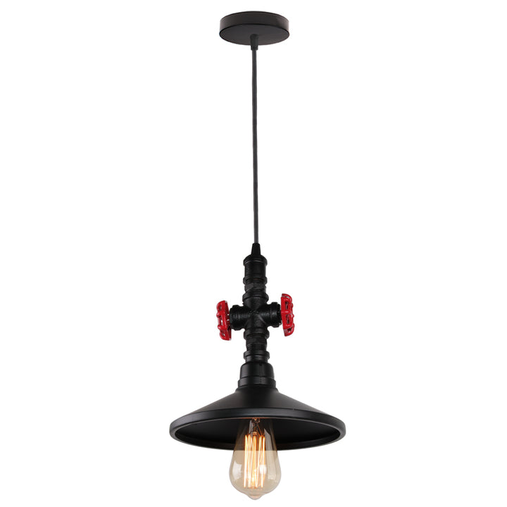 Industrial pipe pendant light with valve handles – view 9