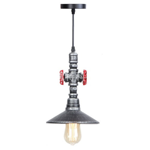 Industrial pipe pendant light with valve handles – view 12