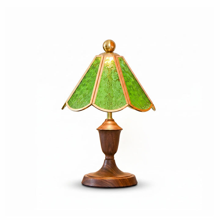 Ambrevia table lamp illuminated in modern UK living room