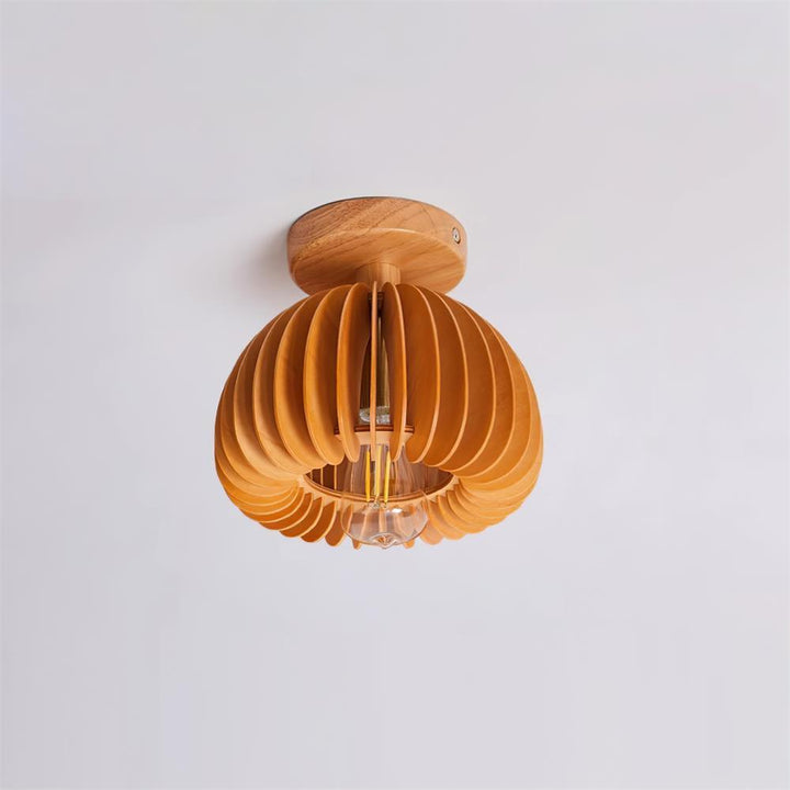 Nolari lamp detail – natural linden wood shade texture