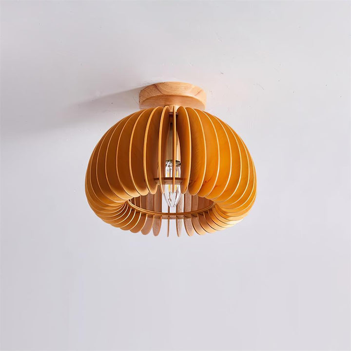 Nolari lamp side profile showing wood and metal structure