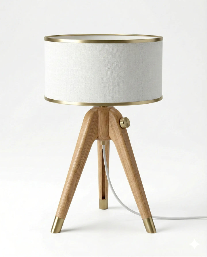 Tripod Wooden Base with Fabric Shade table lamp — modern wood lighting by JDHSONLINE