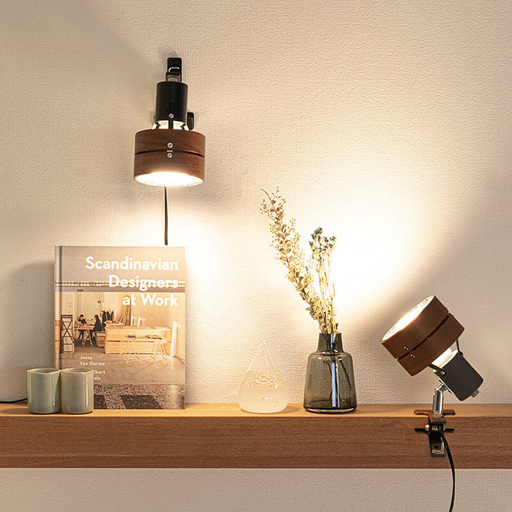 Wood and iron clip-on Japanese reading lamp – view 1