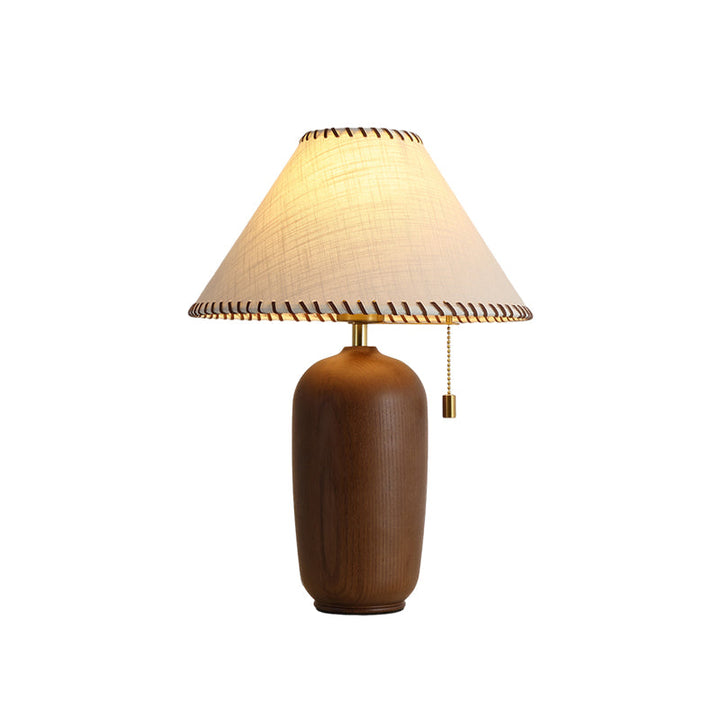 Belvane designer walnut table lamp in modern UK living room